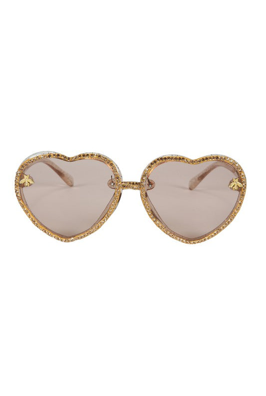 Gray Handmade Heart Rhinestone Sunglasses G0307 Sunglasses