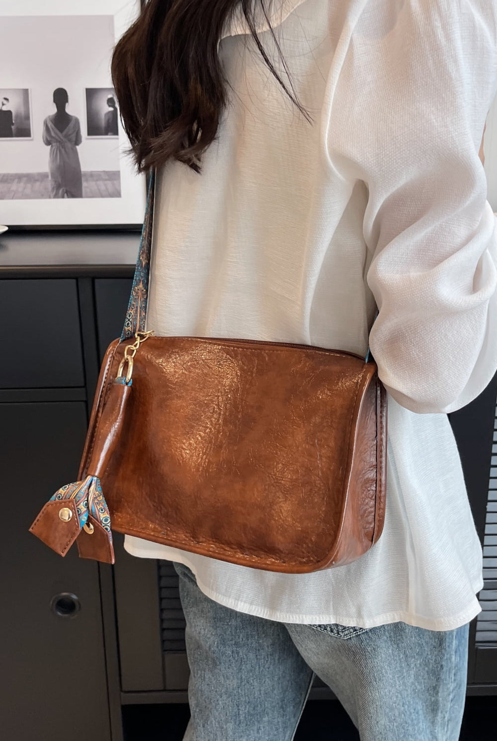 Gray Adored PU Leather Shoulder Bag Handbags