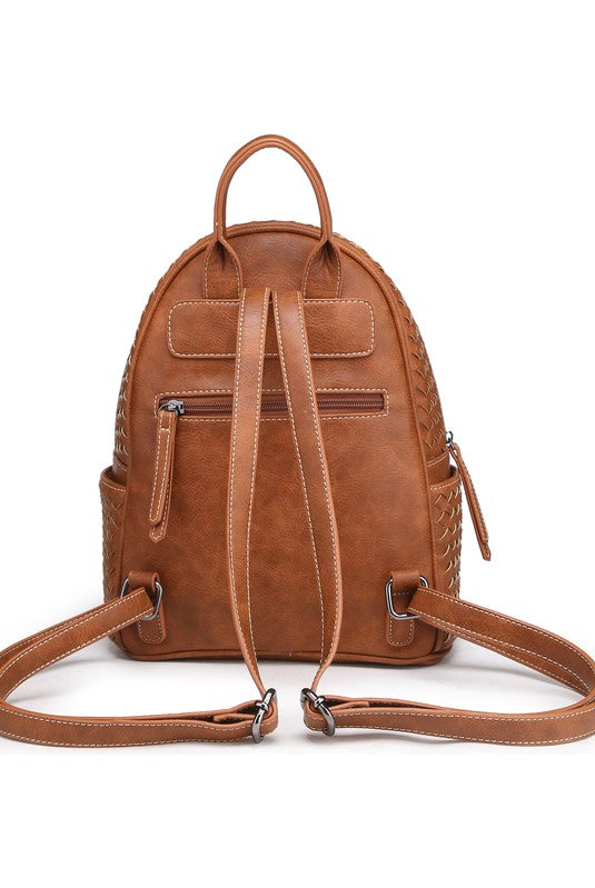 Sienna Effortlessly Beautiful Woven Backpack Purse- Camel Bags/Purses