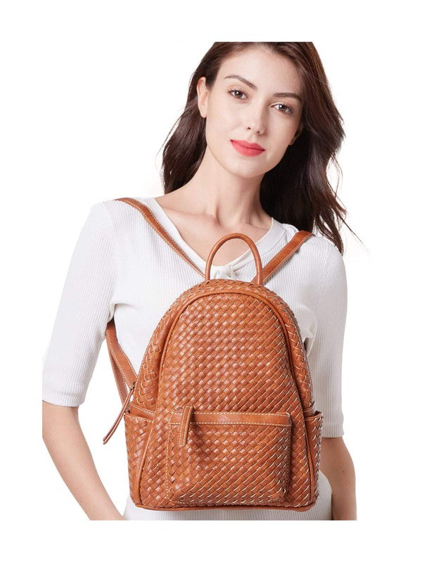 Thistle Effortlessly Beautiful Woven Backpack Purse- Camel Bags/Purses