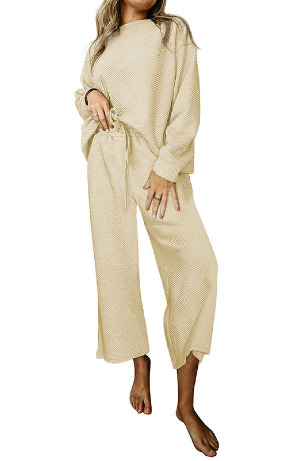 Gray So Cozy Dropped Shoulder Top and Pants Loungewear Set Loungewear