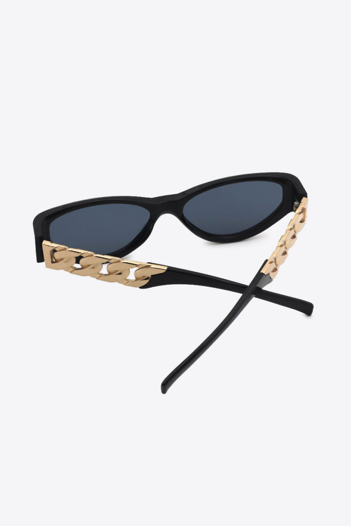 White Smoke Chain Detail Temple Cat Eye Sunglasses Sunglasses