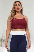 Gray Plus Size Ribbed Spaghetti StrapTop Plus Size Clothes