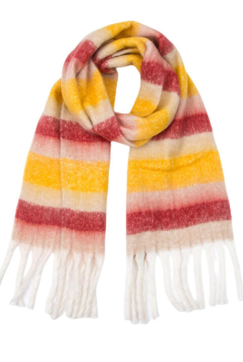 Wheat Fringe Detail Polyester Scarf Winter Accessories