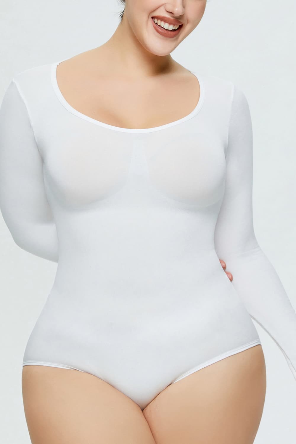 Light Gray Long Sleeve Shaping Bodysuit