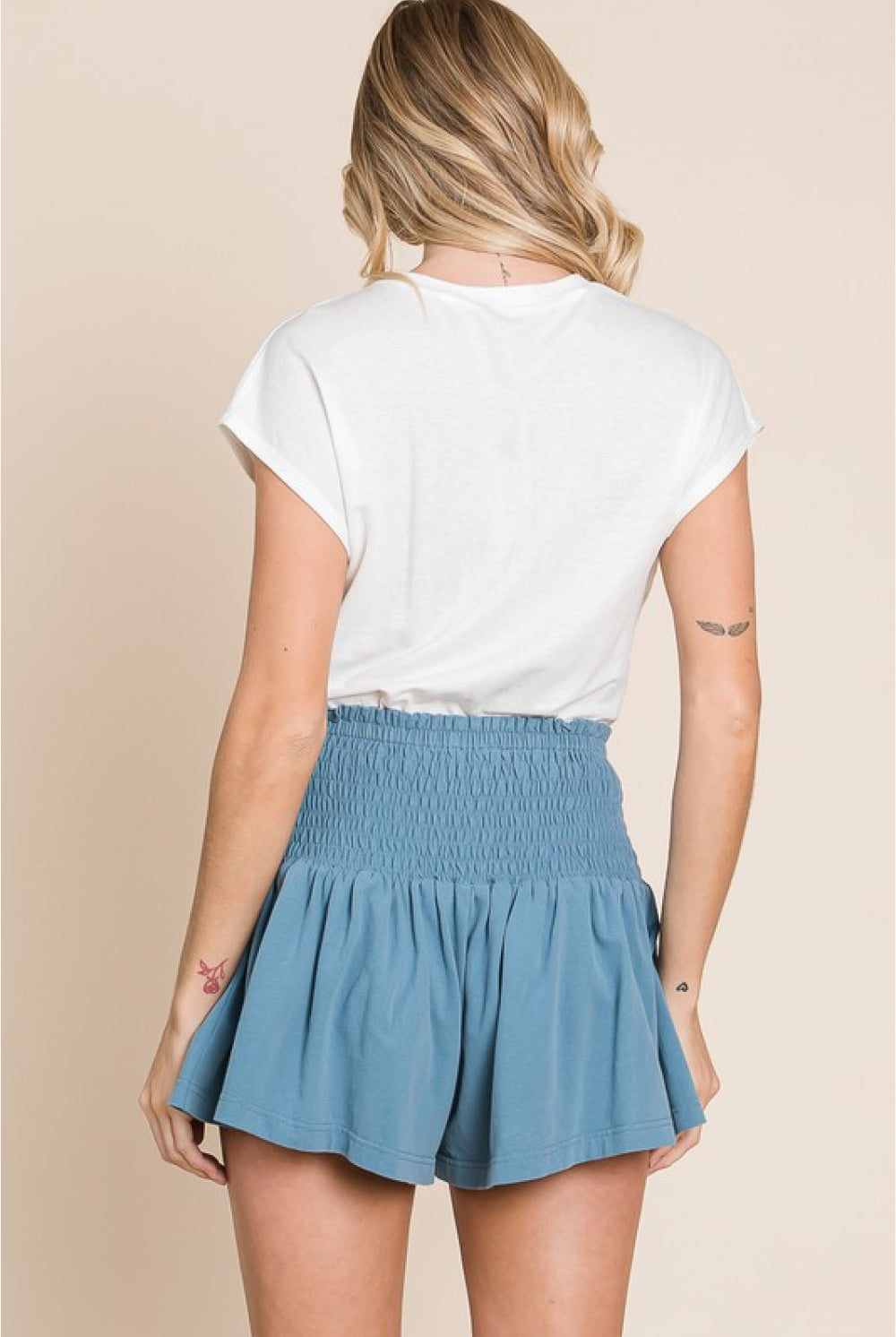 Light Gray Life's A Highway Mineral Washed Smocked Shorts Shorts