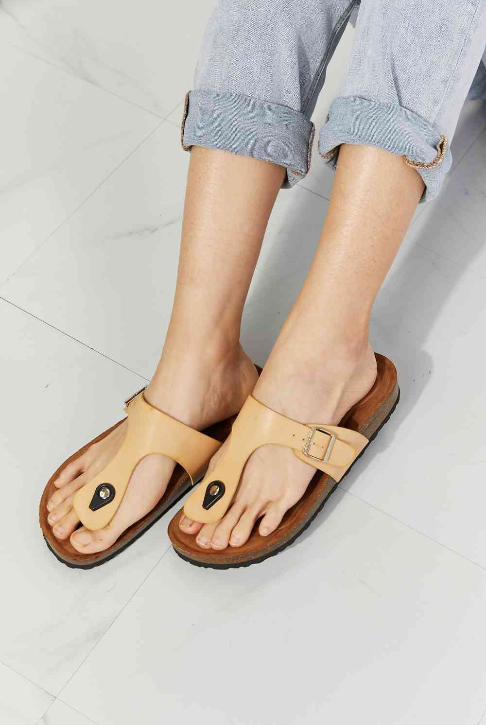 Light Gray MMShoes Drift Away T-Strap Flip-Flop in Sand Shoes