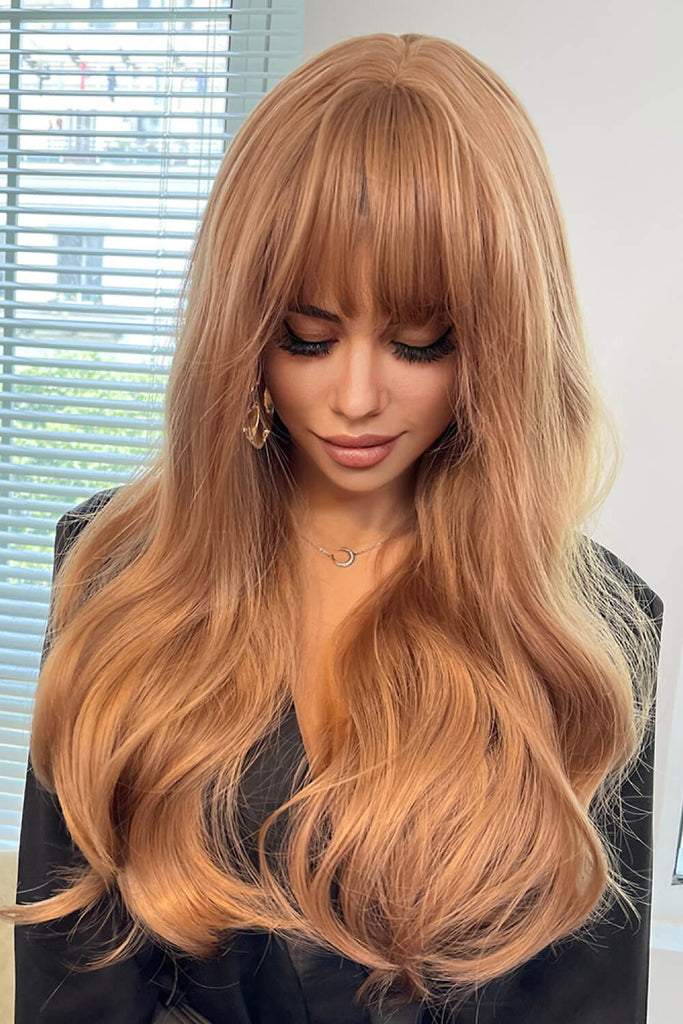Rosy Brown Day Dreamin Natural Wave Full Machine Synthetic Wigs 26" Hair