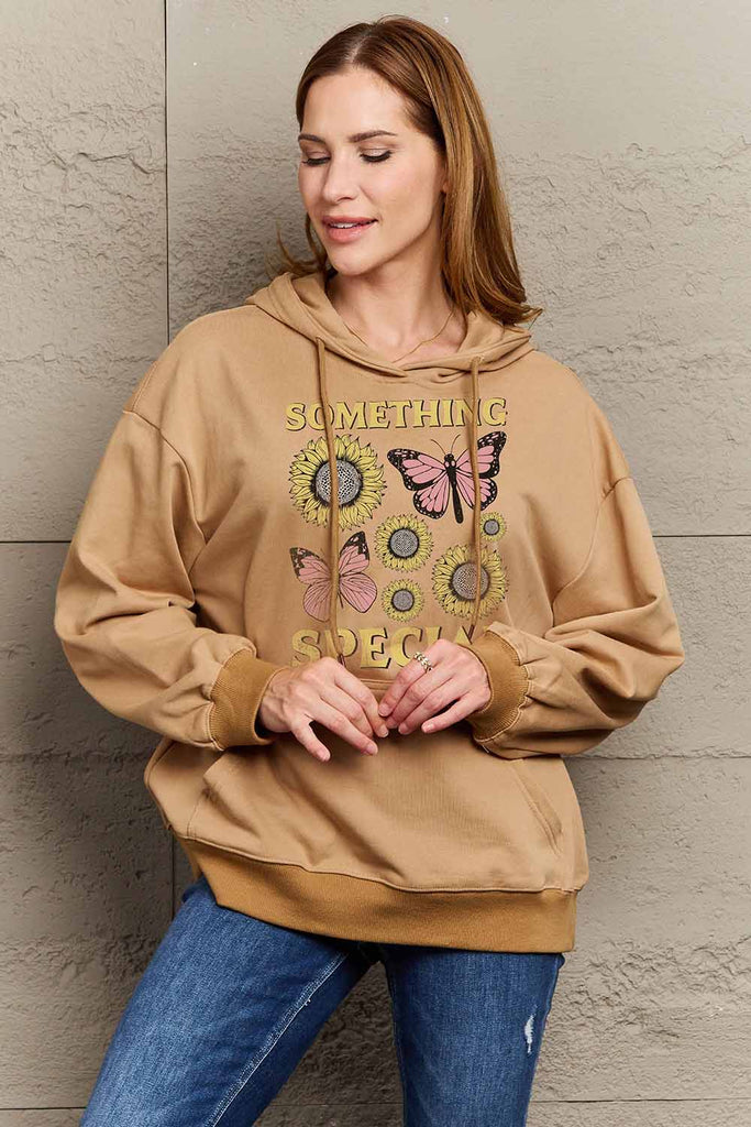 Rosy Brown Simply Love Simply Love Full Size SOMETHING SPECIAL Graphic Hoodie Sweatshirts