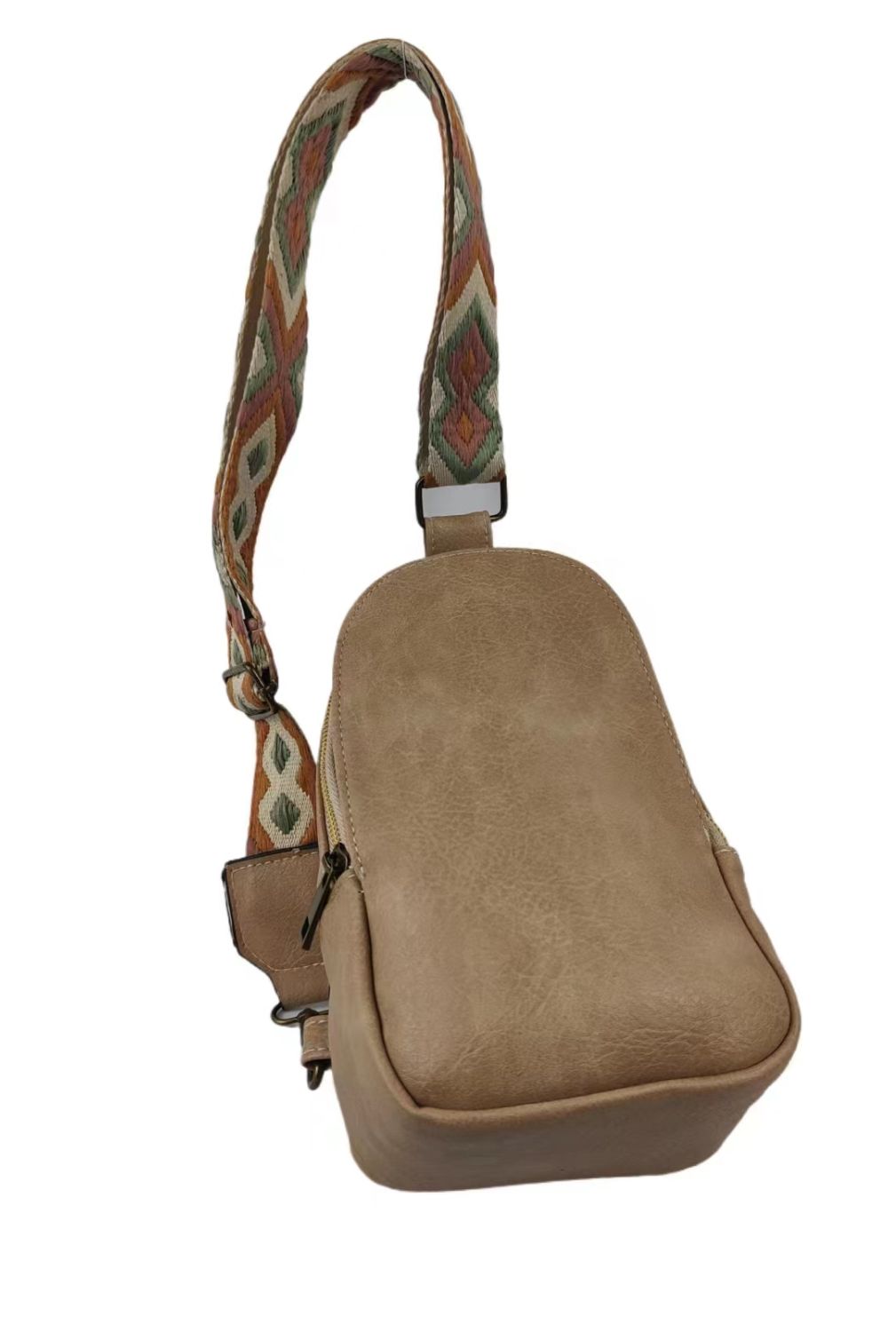 Dim Gray Random Pattern Adjustable Strap PU Leather Sling Bag Handbags