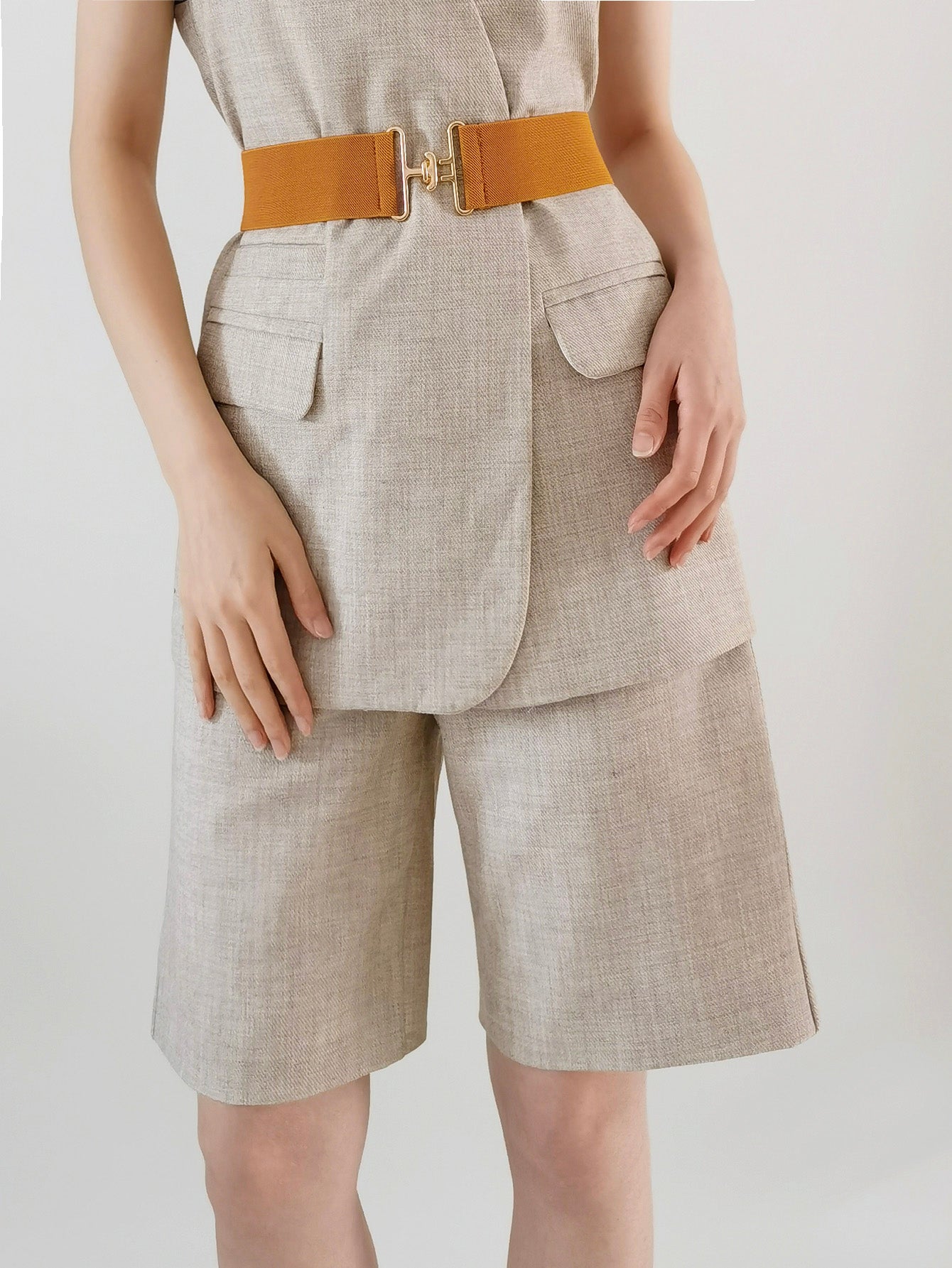 Gray Timeless Classic Elastic Wide Belt Belts