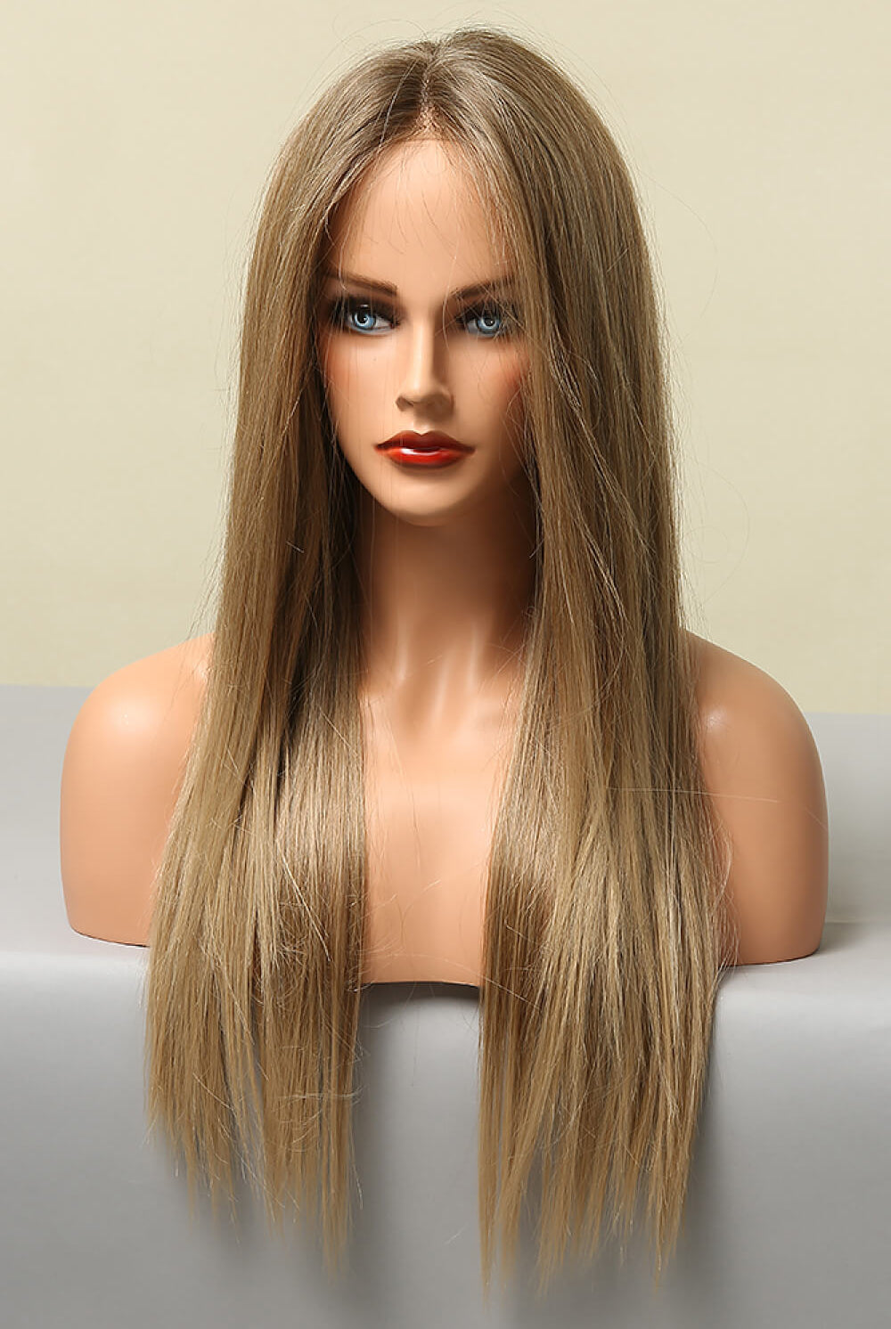 Tan Golden Hour 13*2" Long Straight Lace Front Synthetic Wigs 26" Long 150% Density- Blonde Wigs