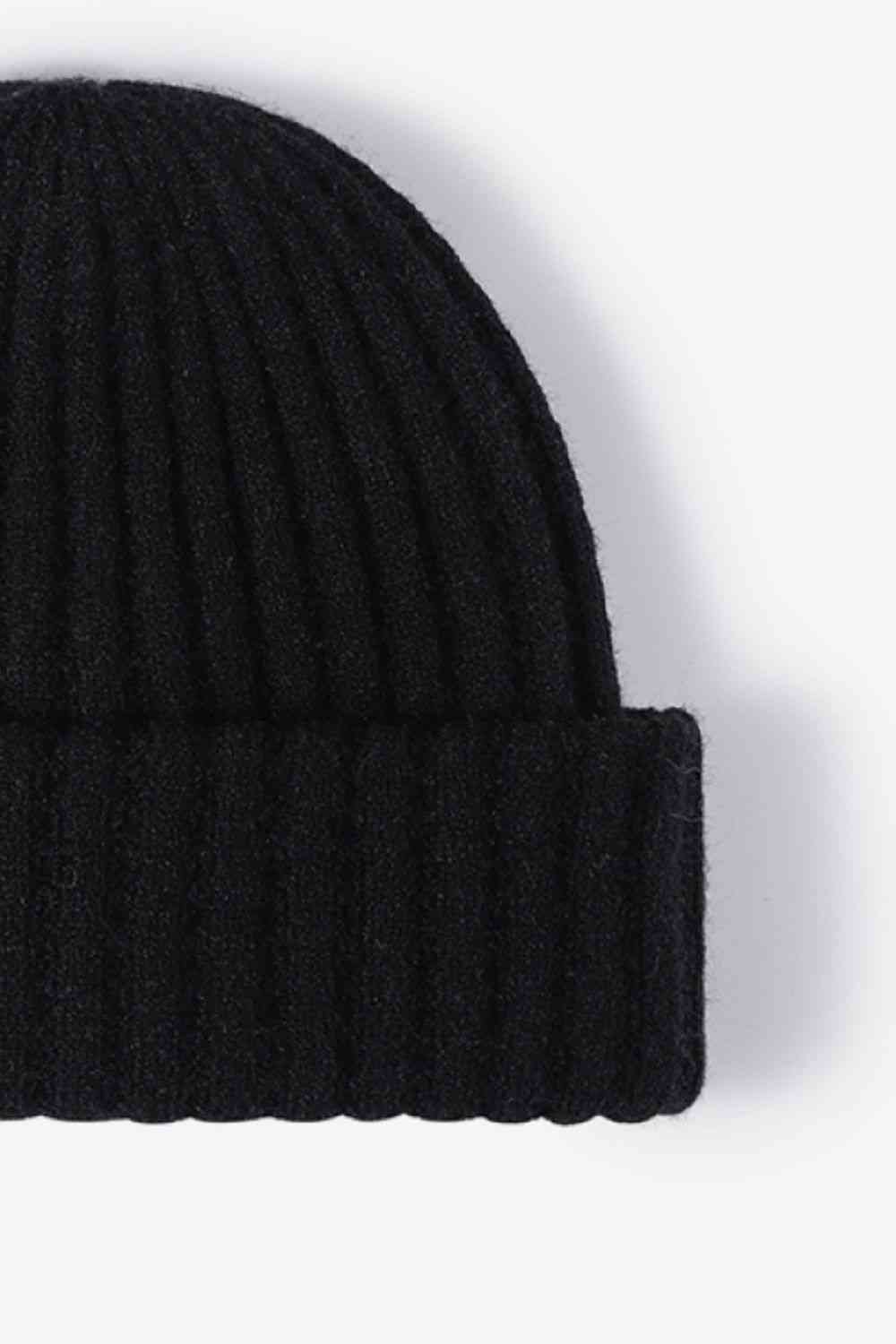 Black Wide Rib Beanie Winter Accessories