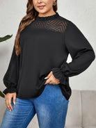 Dark Slate Gray Once Again Plus Size Round Neck Flounce Sleeve Blouse Plus Size Tops