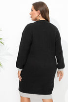 Black Plus Size Long Sleeve Sweater Dress Clothing