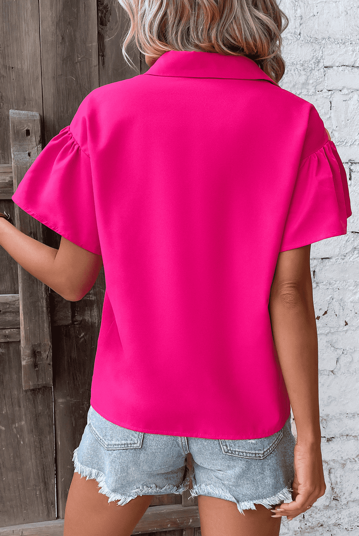 Maroon Contrast Short Sleeve Shirt Tops