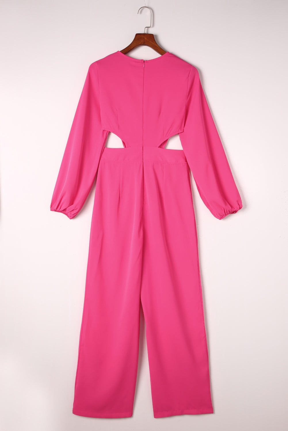 Misty Rose Be Bold Balloon Sleeve Cutout Plunge Jumpsuit Jumpsuits & Rompers