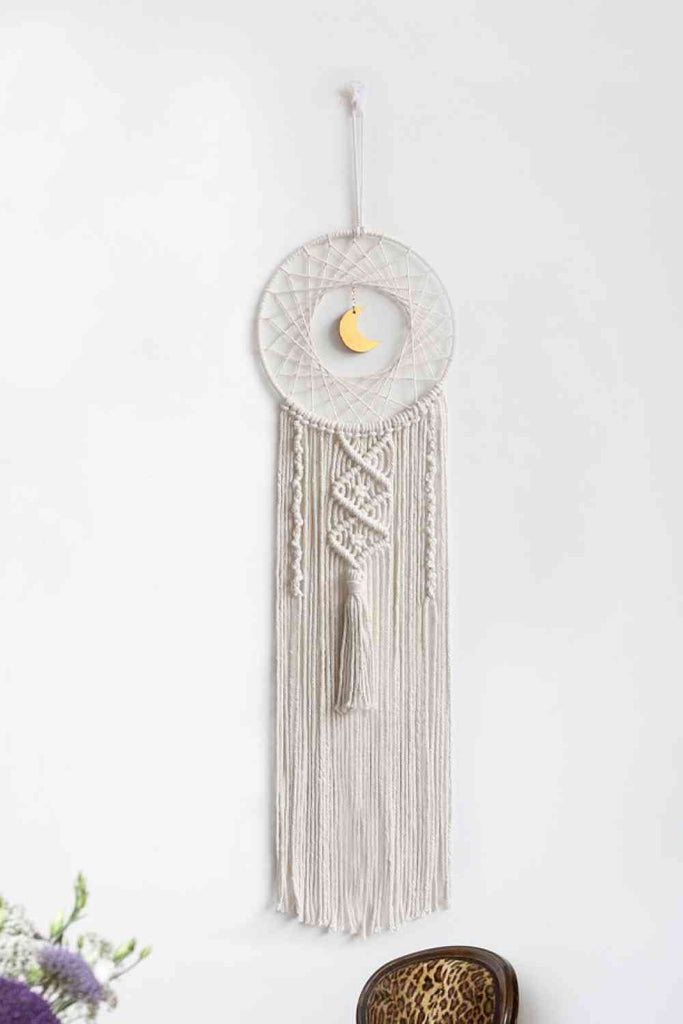 Lavender Let The Moon Guide You Bohemian Hand-Woven Moon Macrame Wall Hanging Gifts