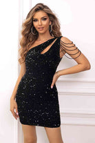 Light Gray Contrast Sequin Sleeveless Mini Dress Holiday