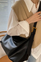 Rosy Brown Wide Strap PU Leather Crossbody Bag Handbags