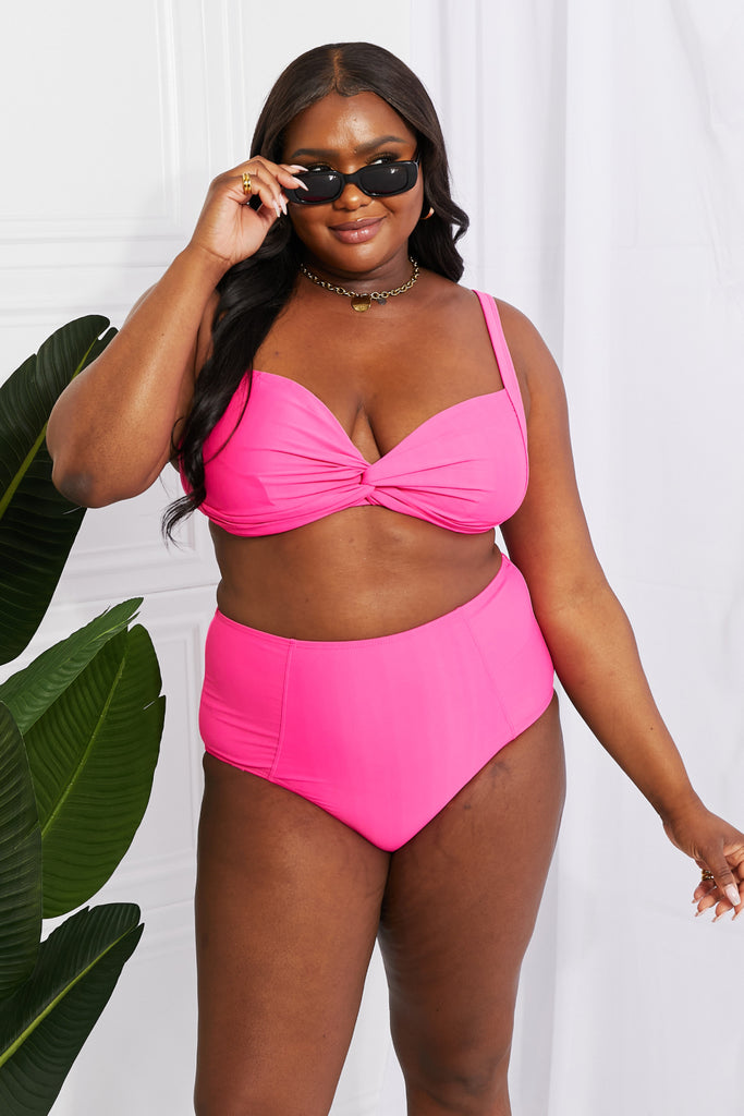 Black Take A Dip Twist High-Rise Bikini in Pink Swimwear