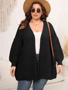 Light Gray Plus Size Open Front Dropped Shoulder Knit Cardigan Plus Size Clothes