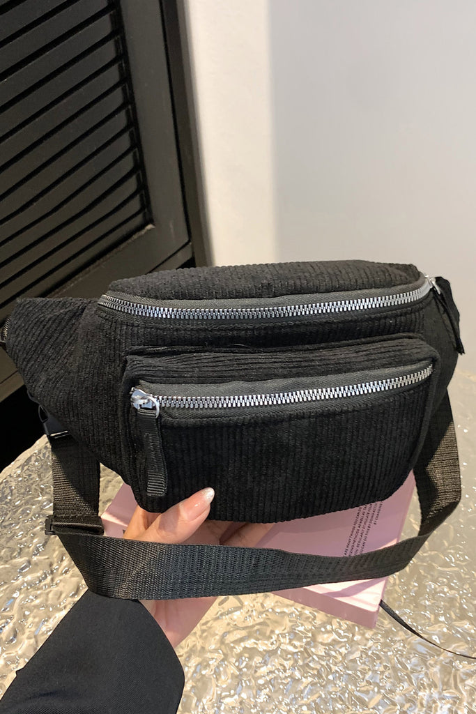 Dark Slate Gray Corduroy Sling Bag Handbags
