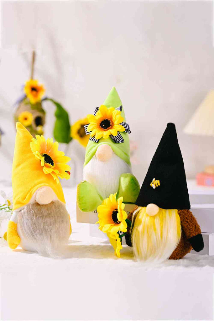Light Gray Random 3-Pack Sunflower Faceless Gnomes Gifts