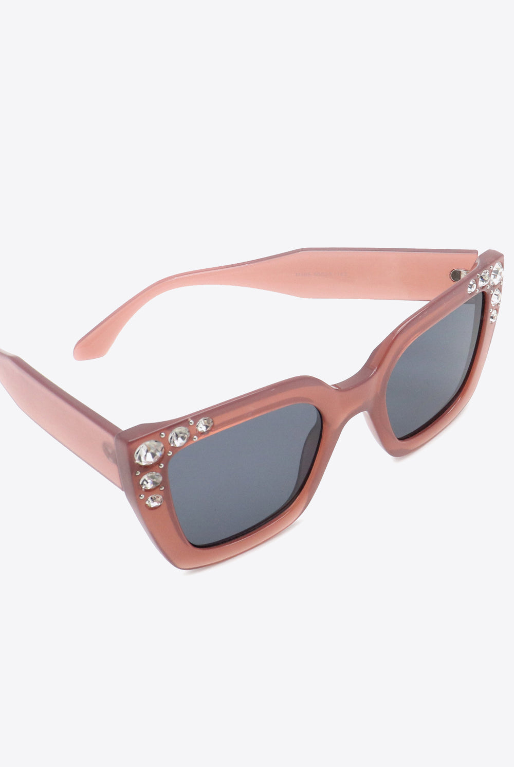 White Smoke Inlaid Rhinestone Polycarbonate Sunglasses Sunglasses