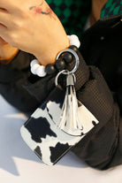 Black Bead Wristlet Key Chain with Wallet