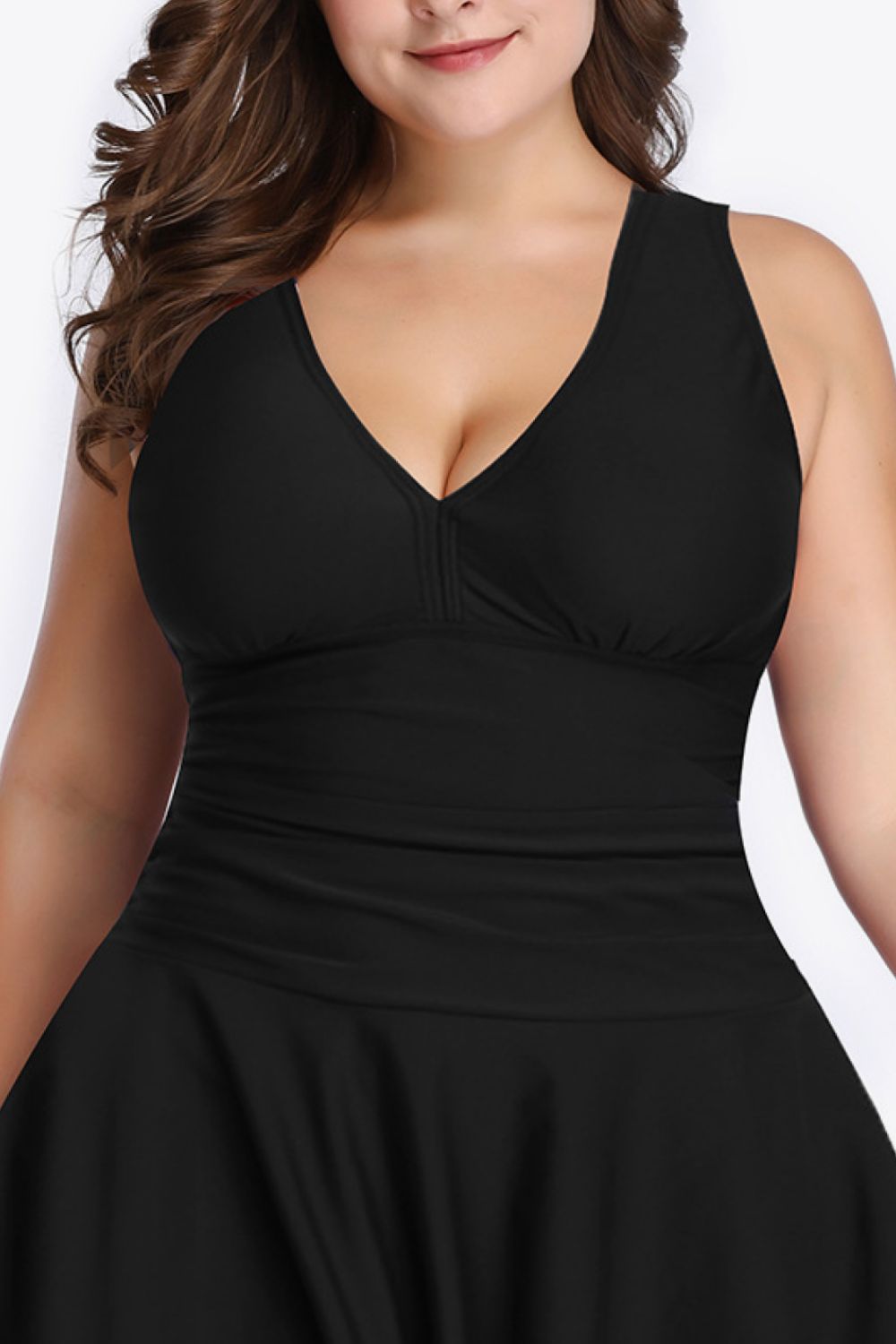 Black Plus Size Plunge Swim Dress Plus Size Clothes
