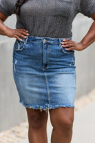 Dark Slate Gray Amelia Full Size Denim Mini Skirt