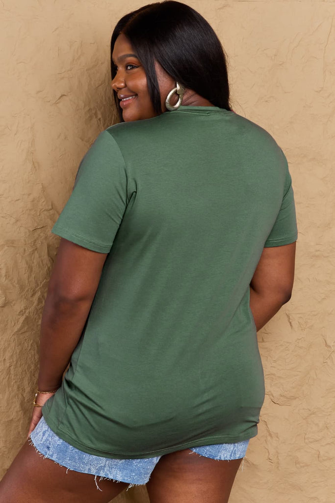 Dark Olive Green FIND INNER PEACE Graphic Cotton T-Shirt Graphic Tees