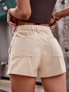 Rosy Brown High Waist Denim Shorts with Pockets Denim