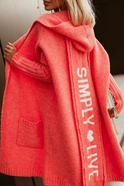 Tomato Full Size SIMPLY LIVE Hooded Cardigan Plus Size Clothes