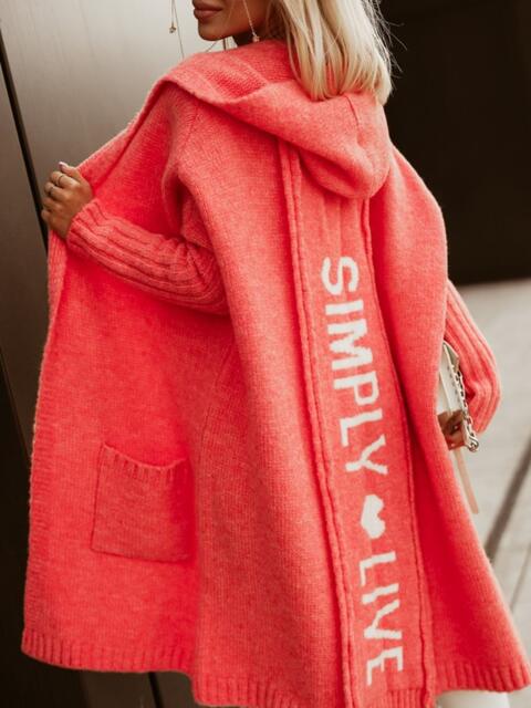 Tomato Full Size SIMPLY LIVE Hooded Cardigan Plus Size Clothes