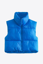 Dark Cyan Zip-Up Drawstring Puffer Vest Clothing
