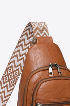 Saddle Brown It's Your Time PU Leather Sling Bag Handbags