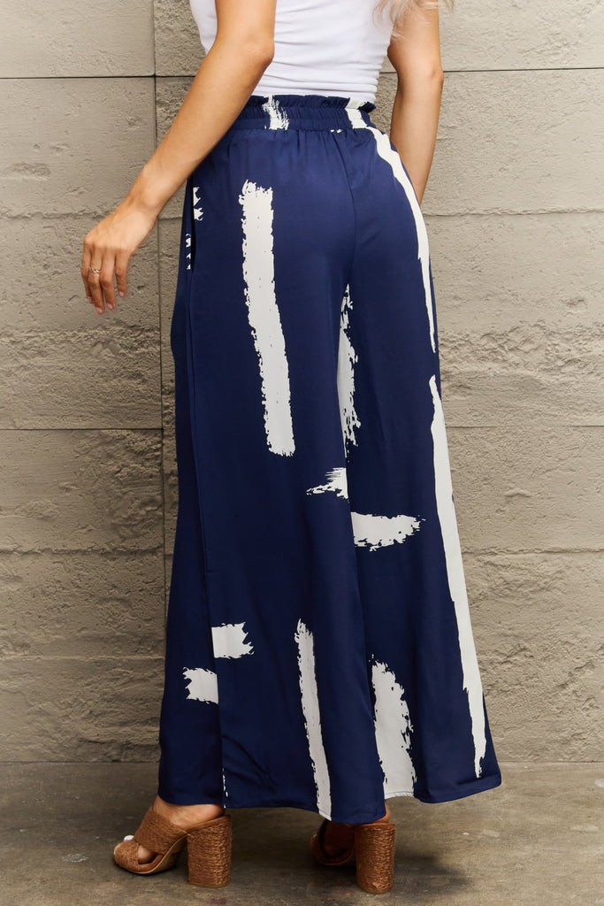 Rosy Brown Printed Wide Leg Long Pants Clothing