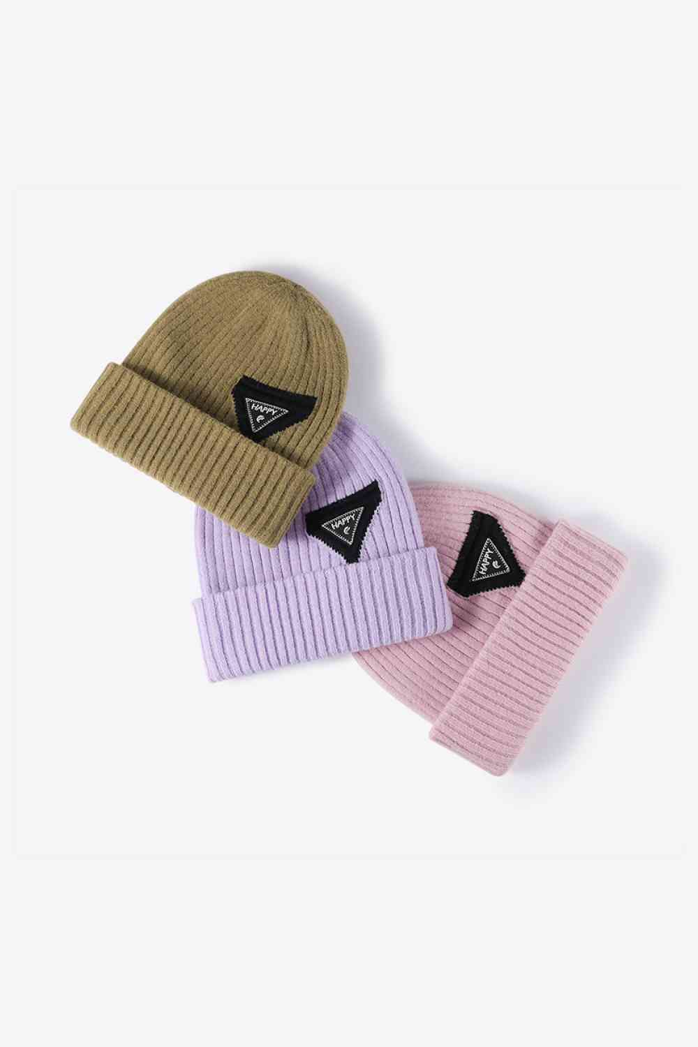 White Smoke HAPPY Contrast Beanie Winter Accessories