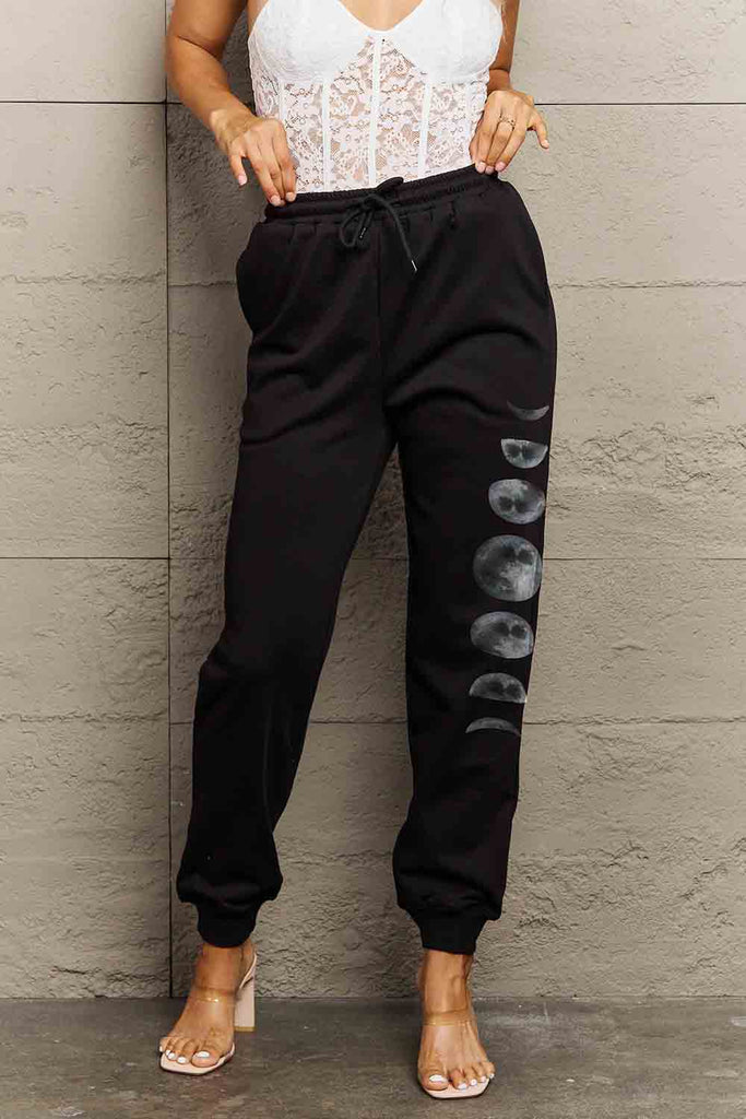 Rosy Brown Simply Love Full Size Lunar Phase Graphic Sweatpants Sweatpants