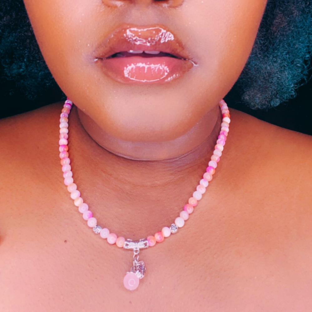 Dark Slate Gray Rose quartz beaded necklace Necklace