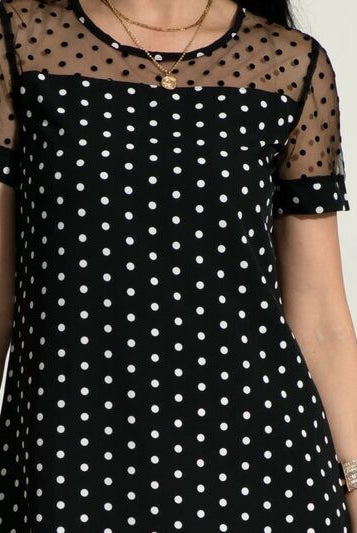 Black Polka Dot Short Sleeve Mini Dress Capsule