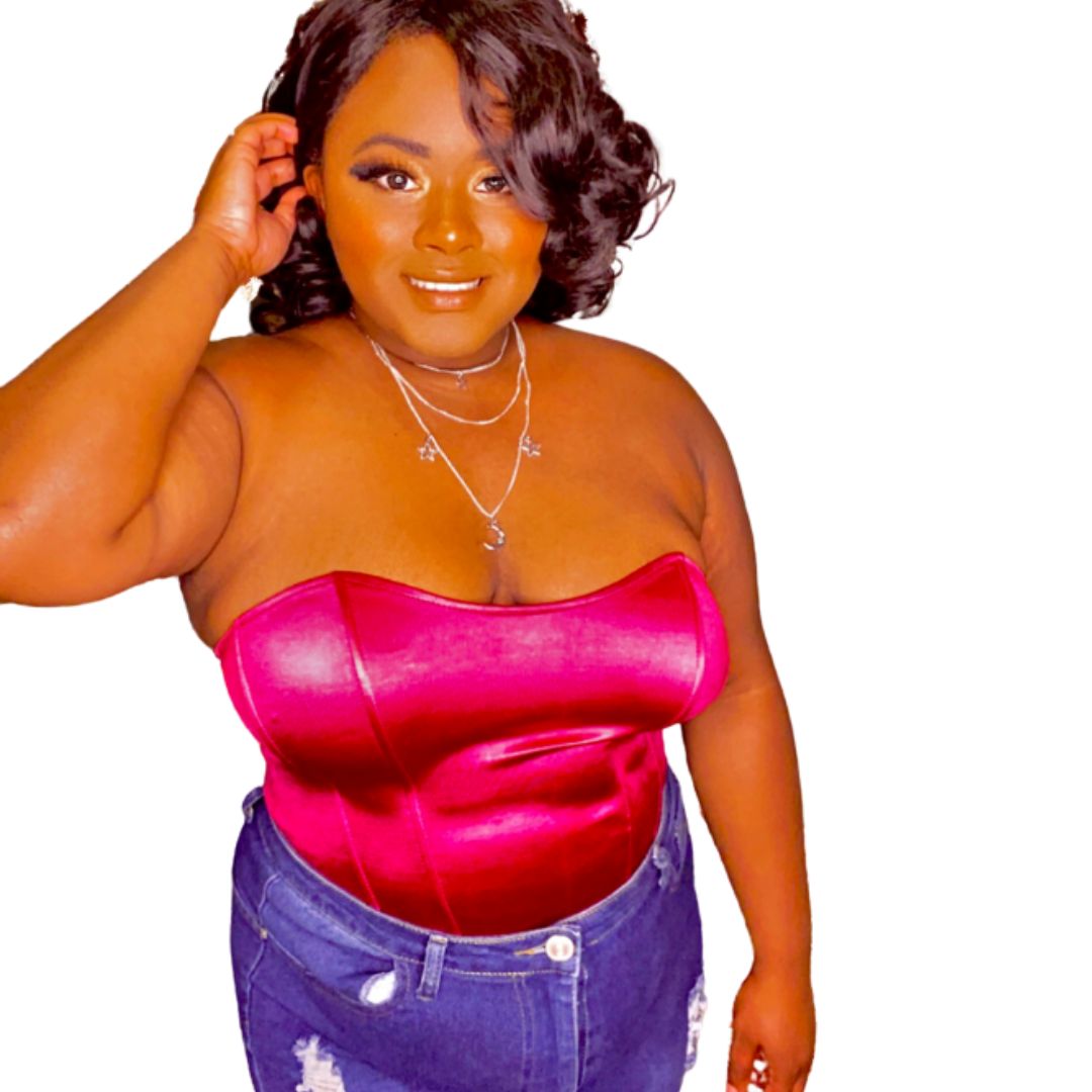 Chocolate Starfire Satin Magenta Corset Crop Top Shirts & Tops