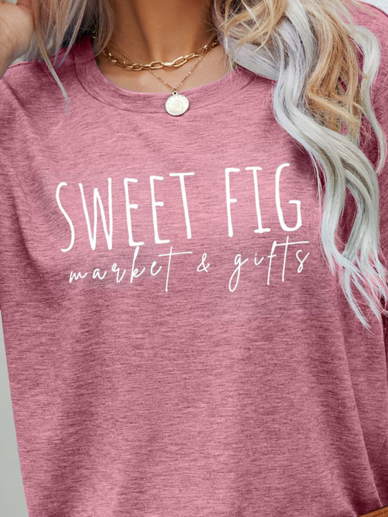 Rosy Brown SWEET FIG MARKET & GIFTS Graphic Tee Tops