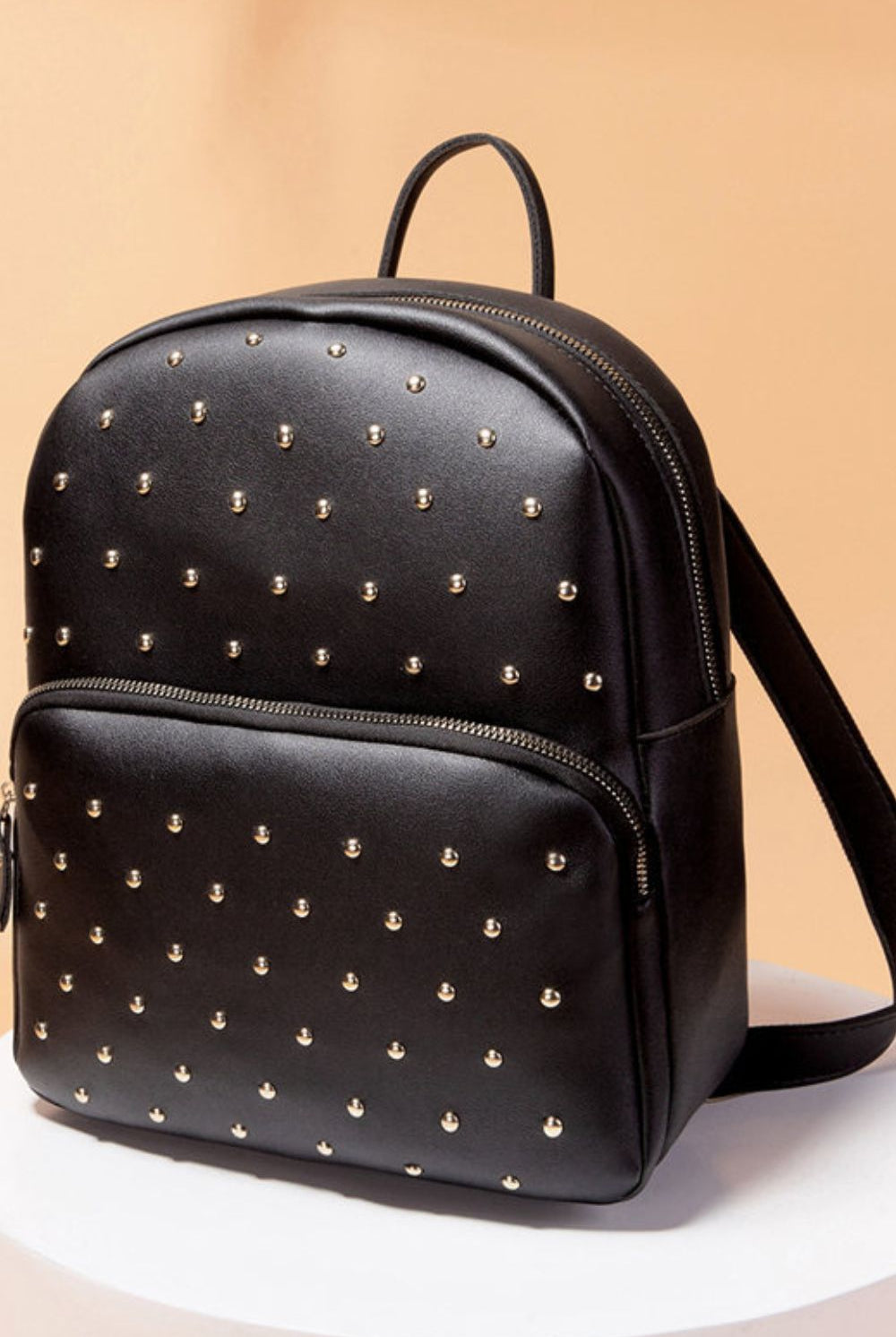 Wheat Studded PU Leather Backpack Handbags