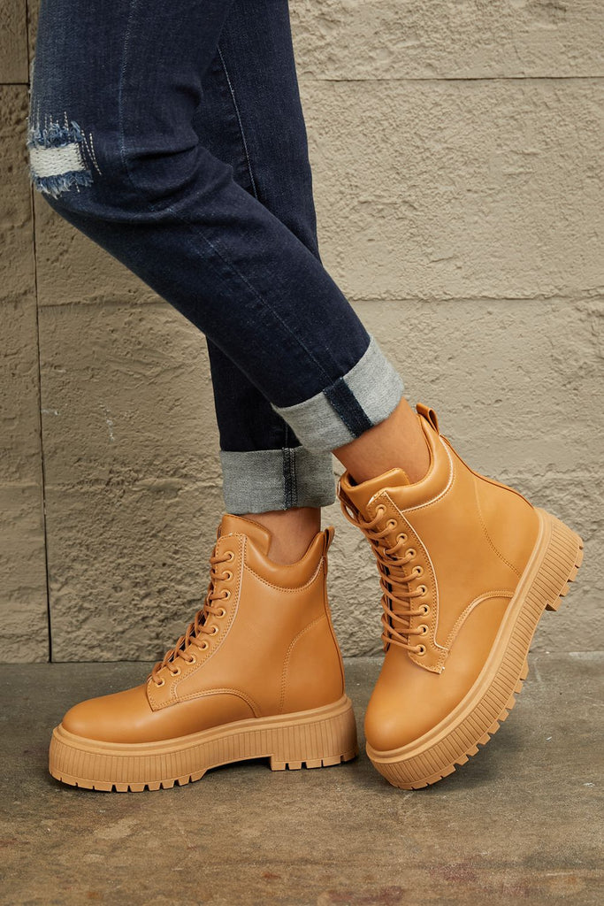 Rosy Brown East Lion Corp Platform Combat Boots Clothing