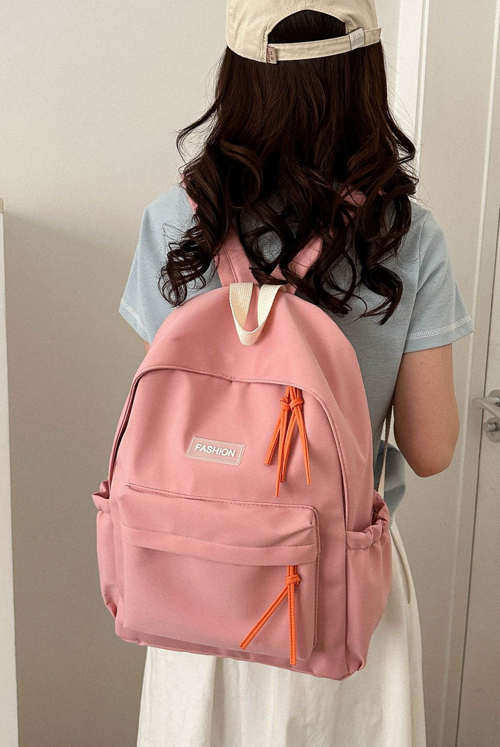 Rosy Brown Nylon Large Backpack Handbags