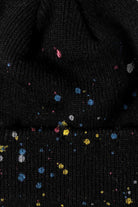 Black Confetti Rib-Knit Cuff Beanie Winter Accessories