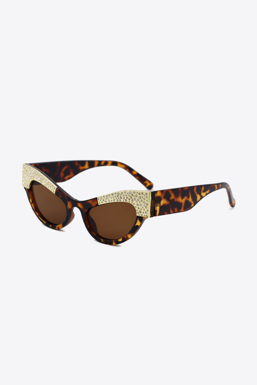 White Smoke UV400 Rhinestone Trim Cat-Eye Sunglasses Sunglasses